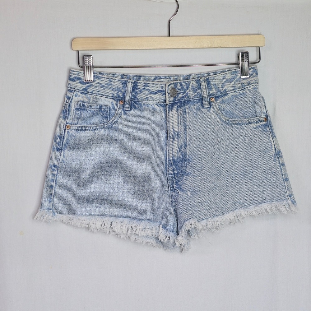 PacSun High Rise Festival Denim Shorts 26 Light Acid Wash Cotton Frayed Hem